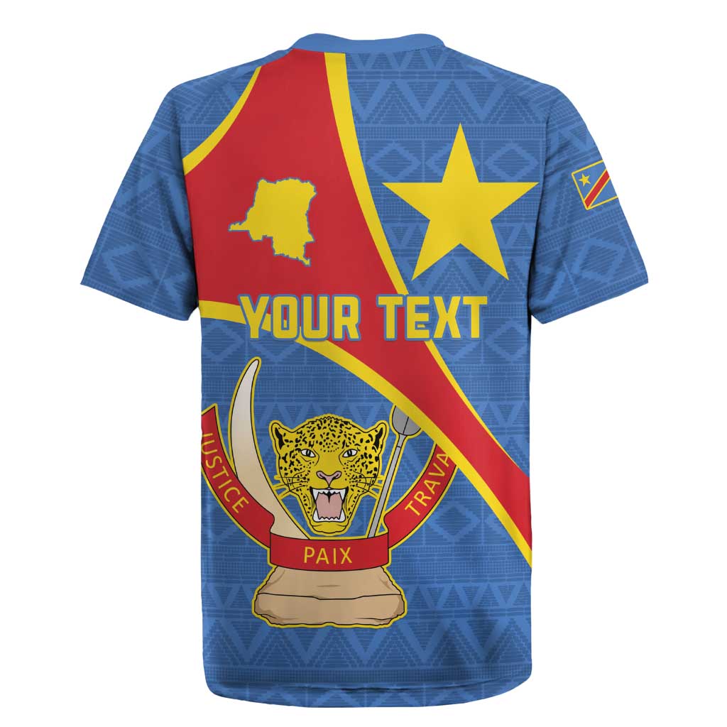 Personalised DR Congo Rugby Jersey Coat Of Arms With Map