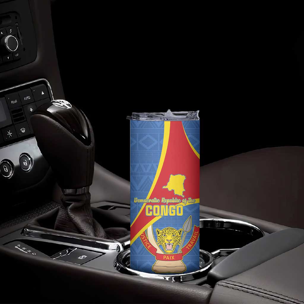 Personalised DR Congo Skinny Tumbler Coat Of Arms With Map