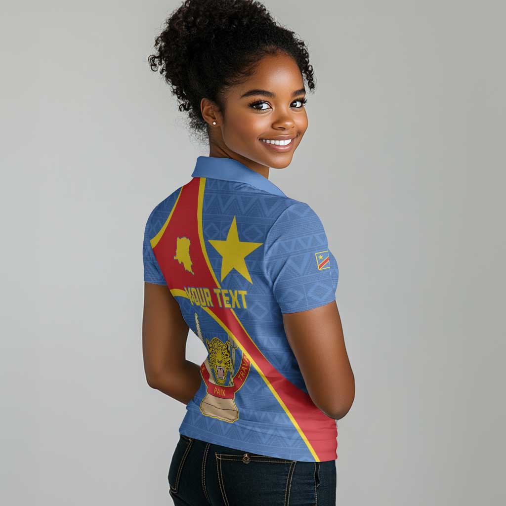 Personalised DR Congo Women Polo Shirt Coat Of Arms With Map