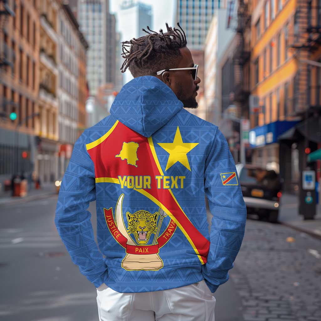 Personalised DR Congo Zip Hoodie Coat Of Arms With Map