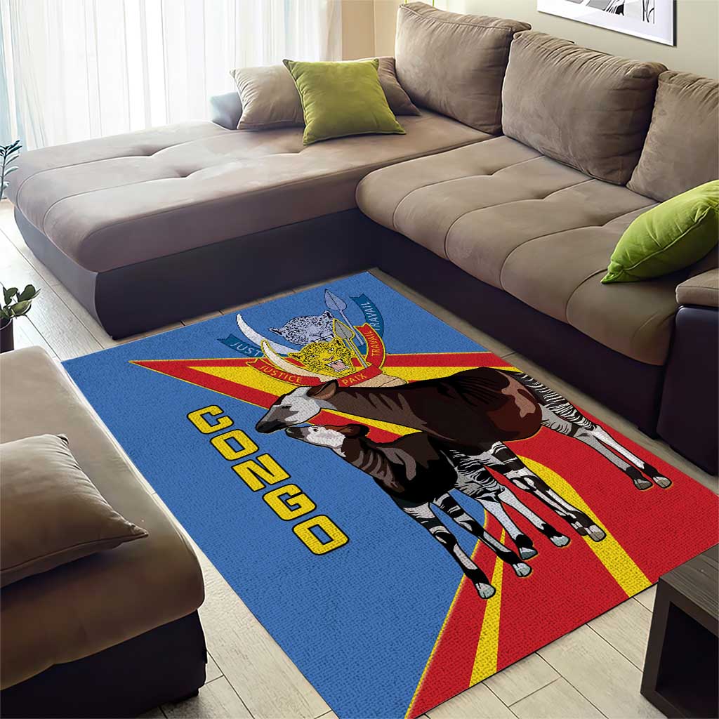 DR Congo Area Rug Okapi Coat Of Arms