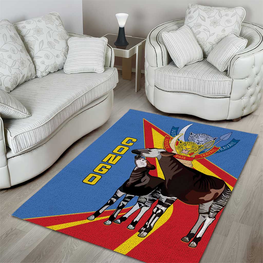 DR Congo Area Rug Okapi Coat Of Arms