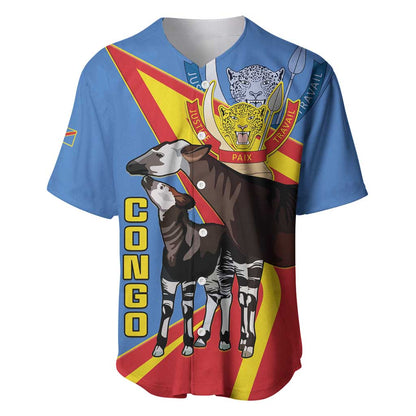 DR Congo Baseball Jersey Okapi Coat Of Arms