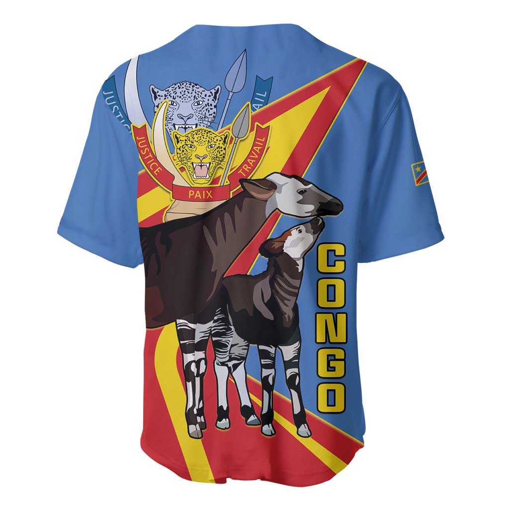DR Congo Baseball Jersey Okapi Coat Of Arms