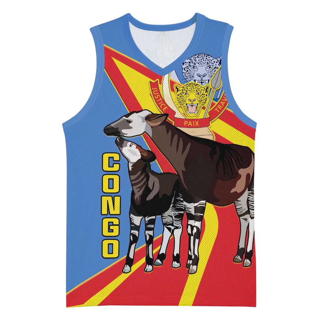 DR Congo Basketball Jersey Okapi Coat Of Arms LT15