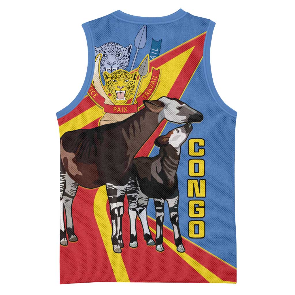 DR Congo Basketball Jersey Okapi Coat Of Arms LT15