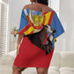 DR Congo Off Shoulder Short Dress Okapi Coat Of Arms