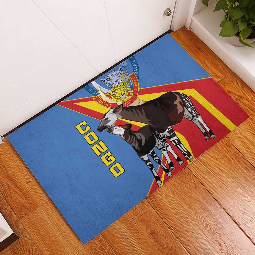 DR Congo Rubber Doormat Okapi Coat Of Arms