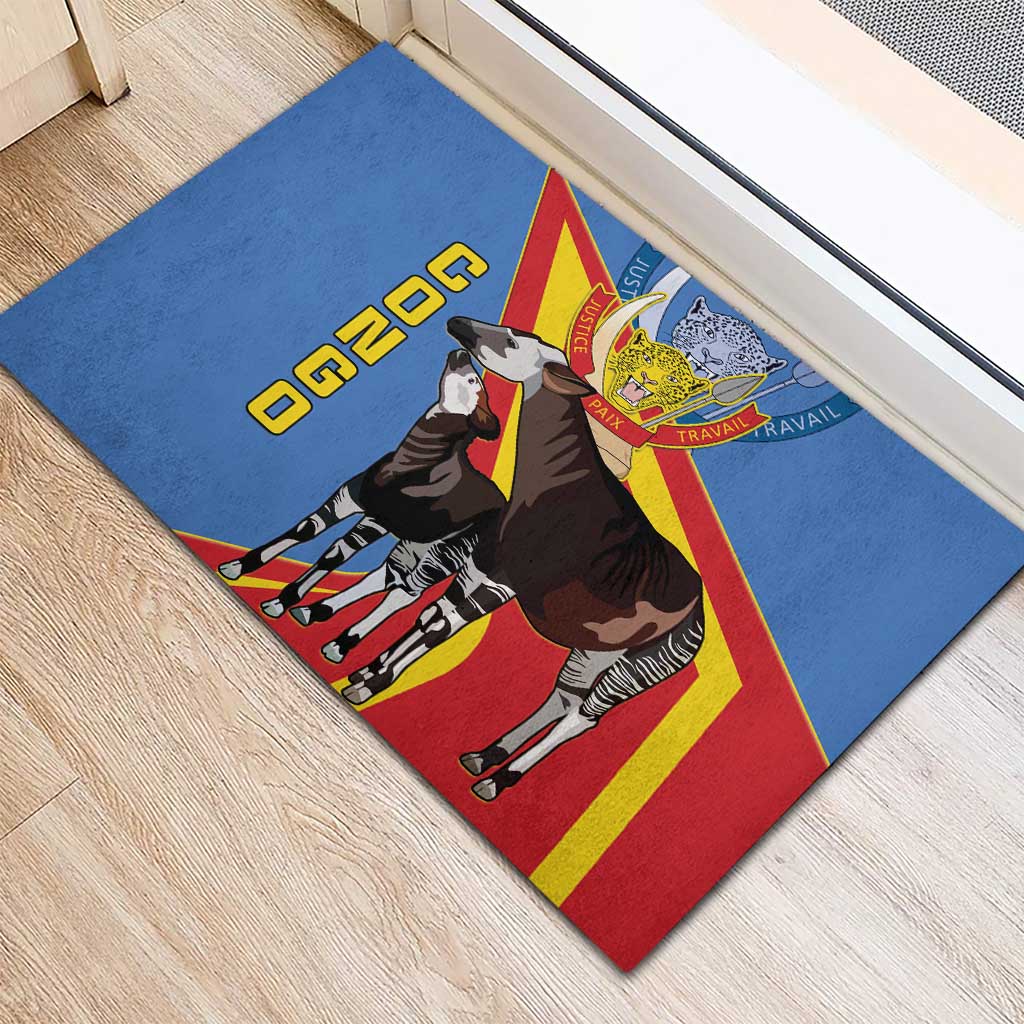 DR Congo Rubber Doormat Okapi Coat Of Arms