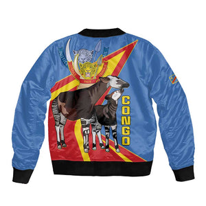 DR Congo Sleeve Zip Bomber Jacket Okapi Coat Of Arms