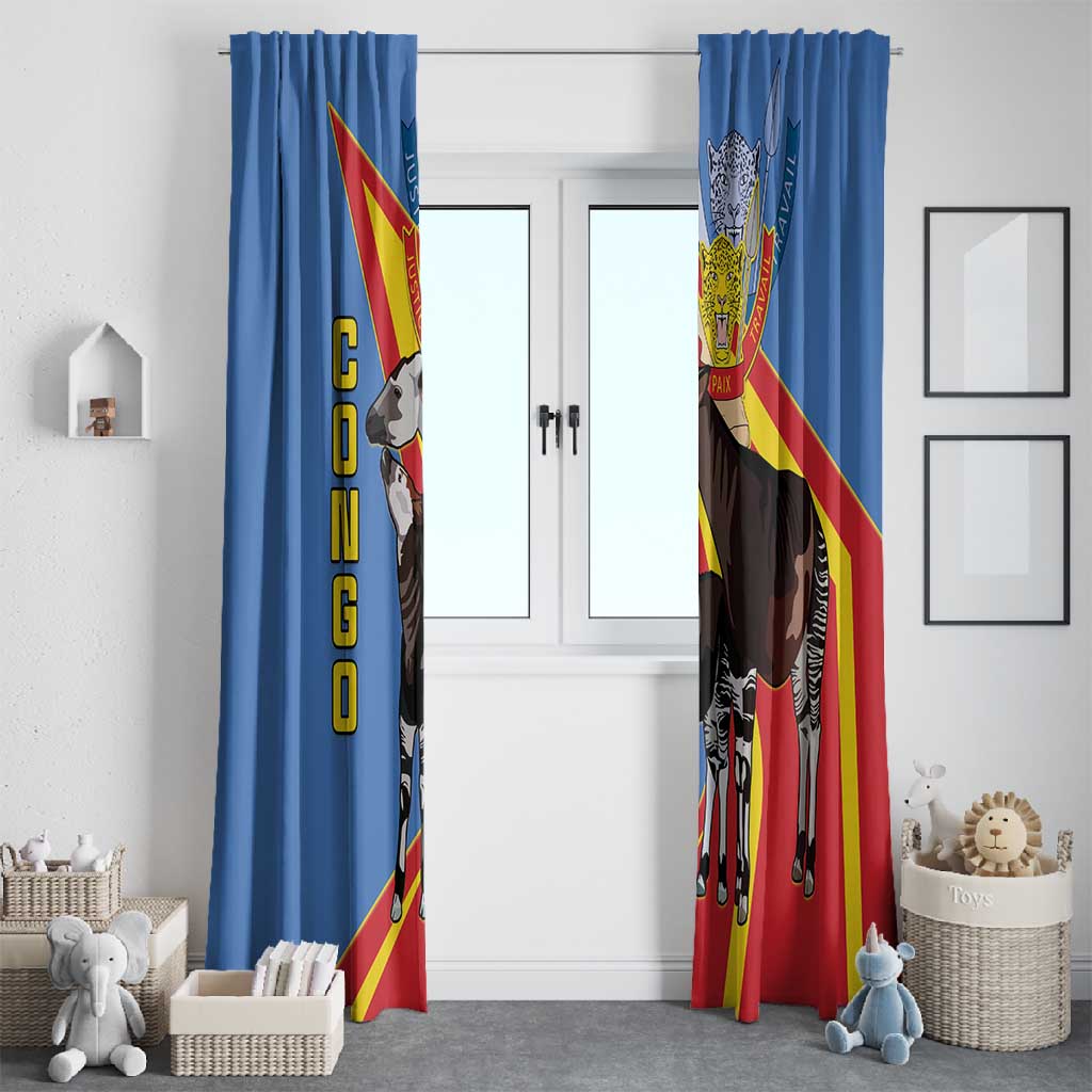 DR Congo Window Curtain Okapi Coat Of Arms