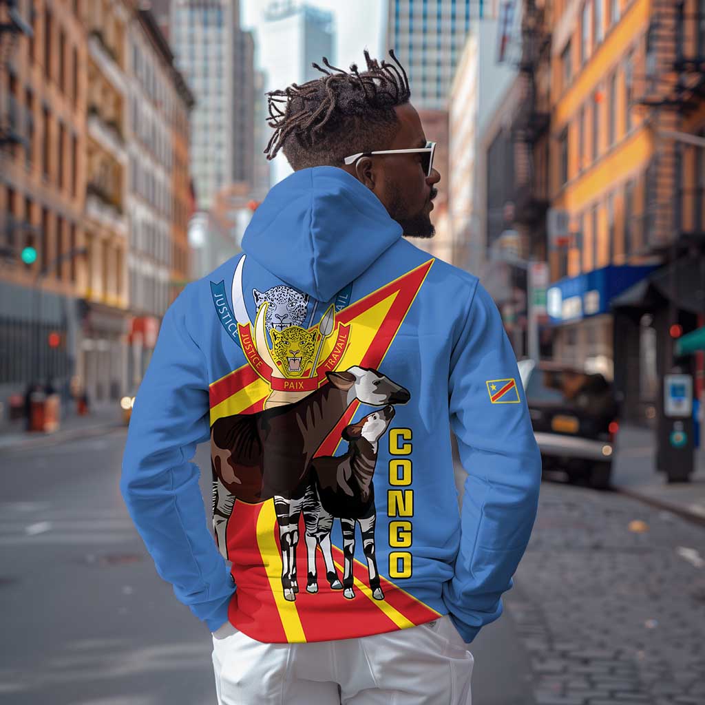 DR Congo Zip Hoodie Okapi Coat Of Arms