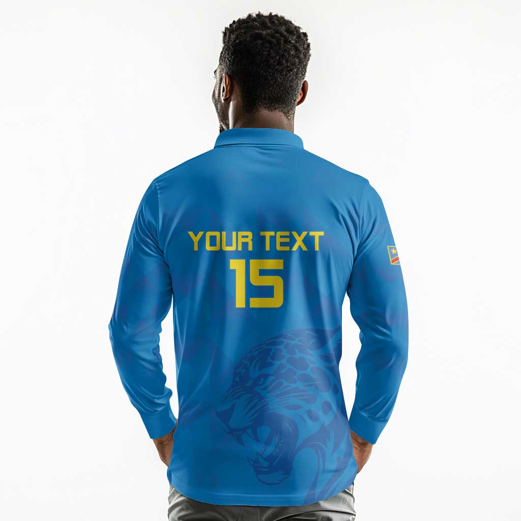DR Congo Football Custom Long Sleeve Polo Shirt Go Champions