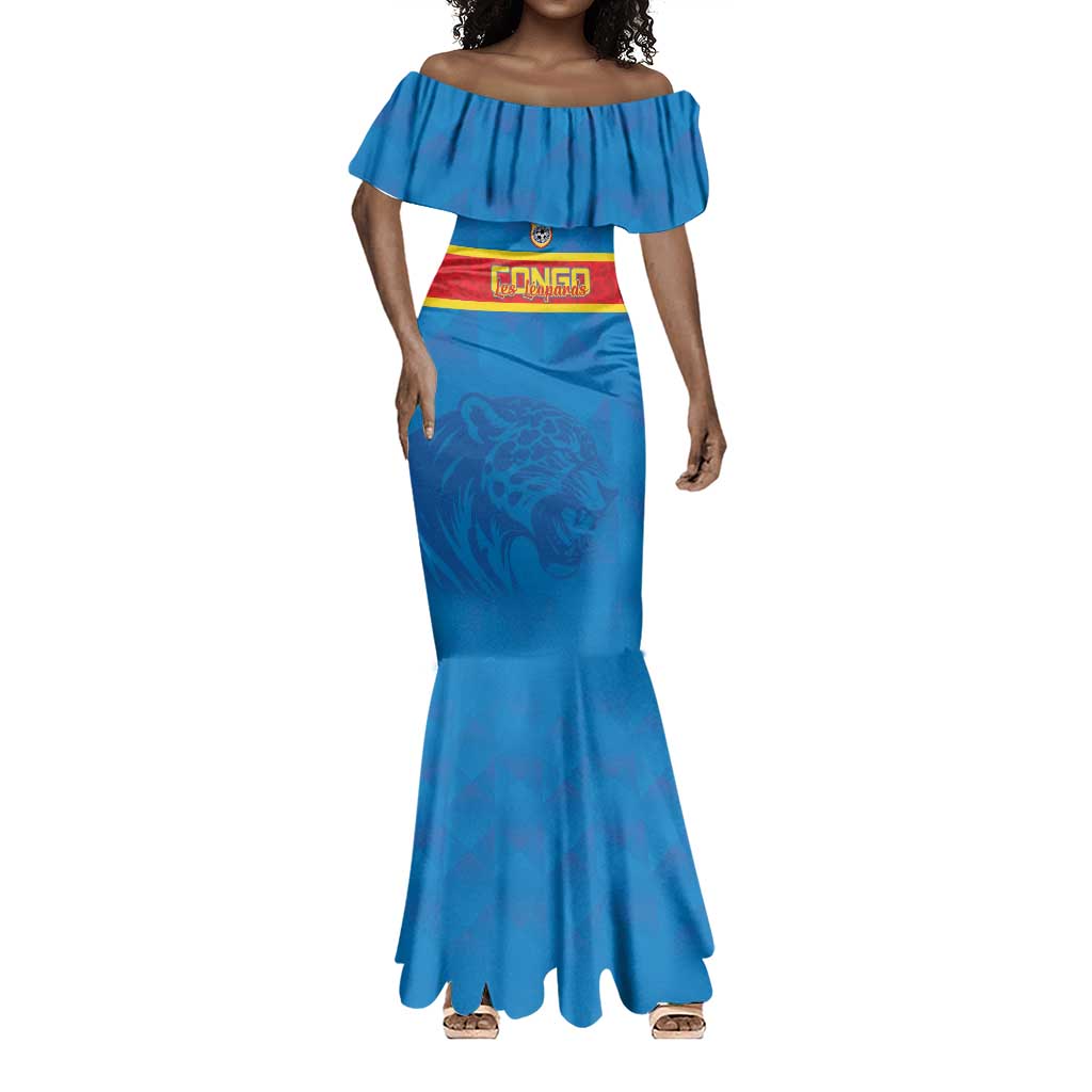 DR Congo Football Custom Mermaid Dress Go Champions