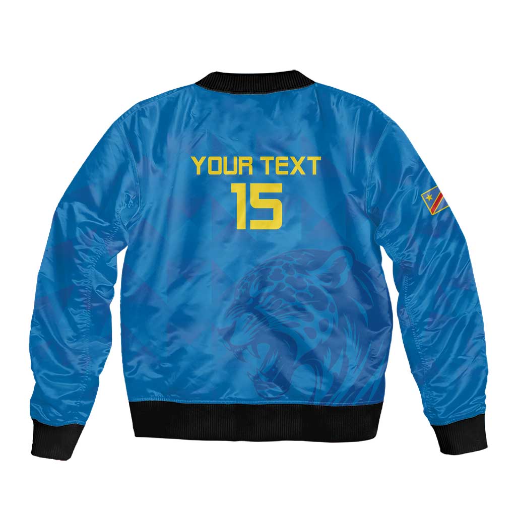 DR Congo Football Custom Sleeve Zip Bomber Jacket Go Champions