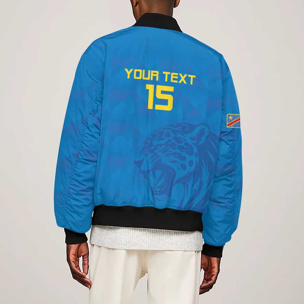 DR Congo Football Custom Sleeve Zip Bomber Jacket Go Champions