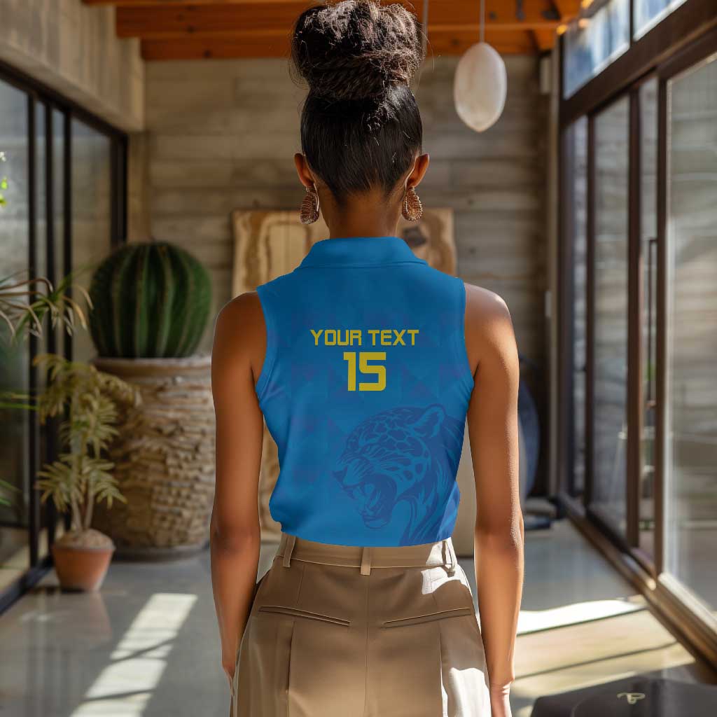 DR Congo Football Custom Women Sleeveless Polo Shirt Go Champions