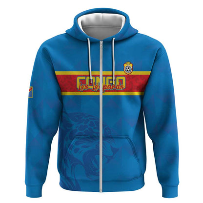 DR Congo Football Custom Zip Hoodie Go Champions