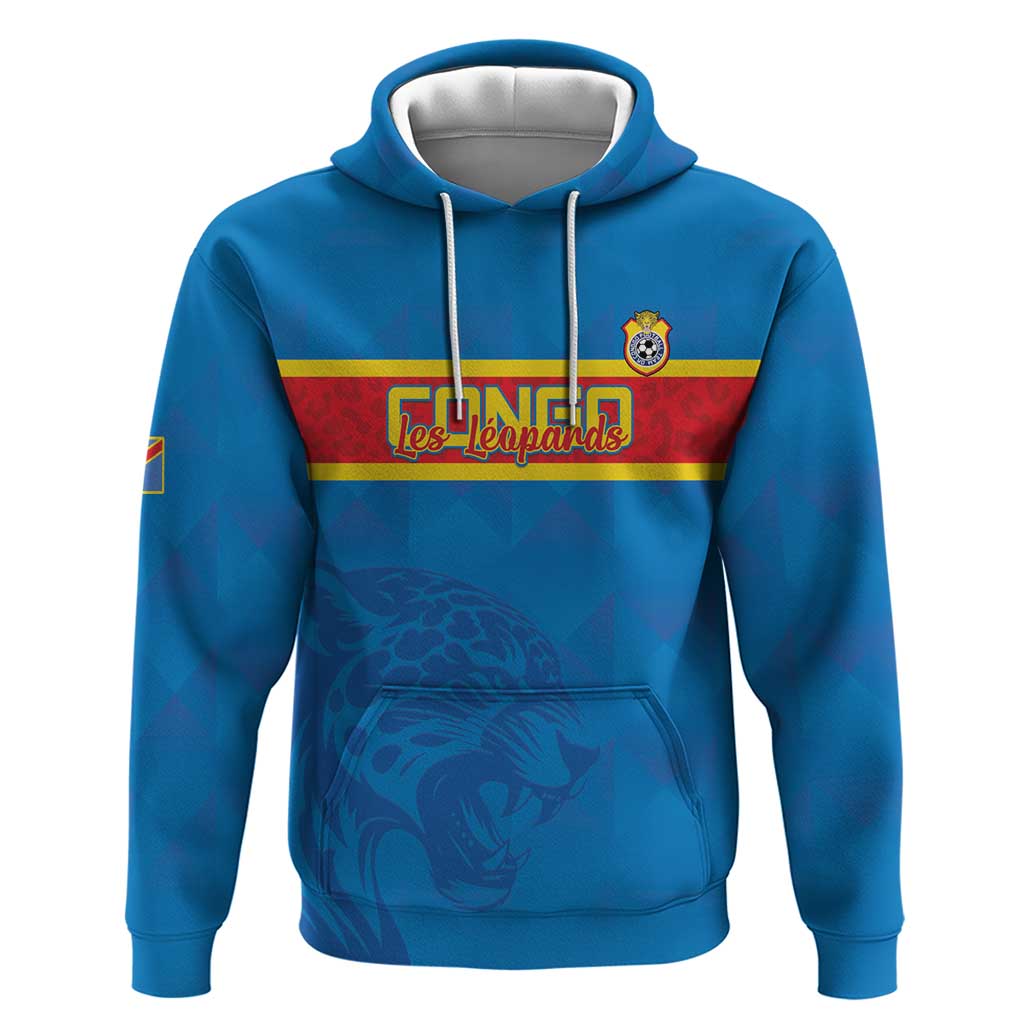 DR Congo Football Custom Zip Hoodie Go Champions