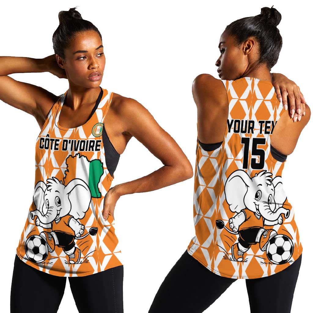 Custom Ivory Coast Football Women Racerback Tank Go Champions