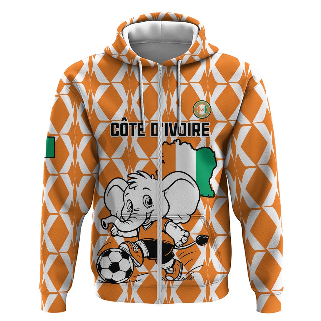 Custom Ivory Coast Football Zip Hoodie Go Champions