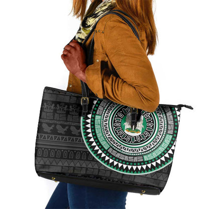 Nigeria African Tribal Pattern Leather Tote Bag Chest Arm Tattoo