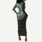 Nigeria African Tribal Pattern Long Sleeve Bodycon Dress Chest Arm Tattoo LT15