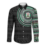 Nigeria African Tribal Pattern Long Sleeve Button Shirt Chest Arm Tattoo