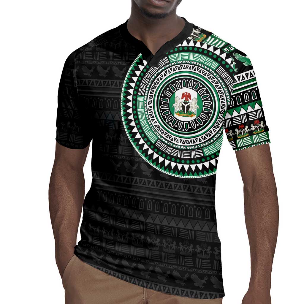 Nigeria African Tribal Pattern Rugby Jersey Chest Arm Tattoo