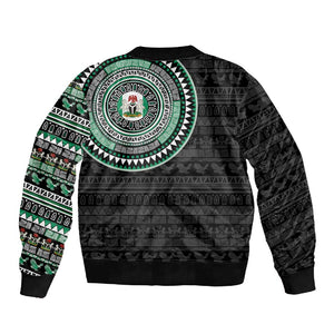 Nigeria African Tribal Pattern Sleeve Zip Bomber Jacket Chest Arm Tattoo
