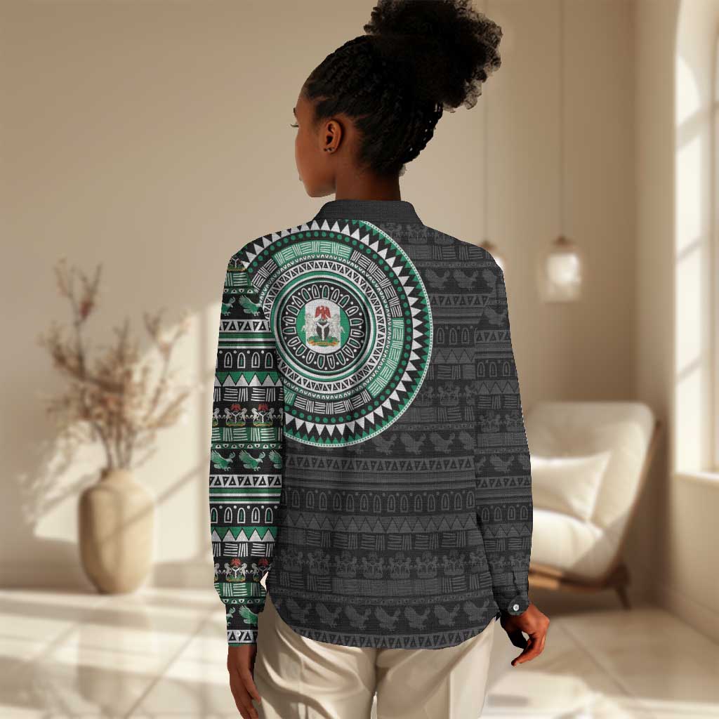 Nigeria African Tribal Pattern Women Casual Shirt Chest Arm Tattoo