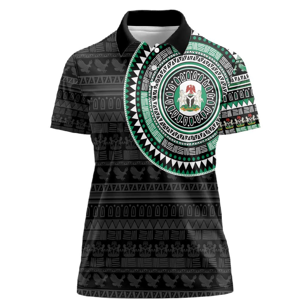 Nigeria African Tribal Pattern Women Polo Shirt Chest Arm Tattoo