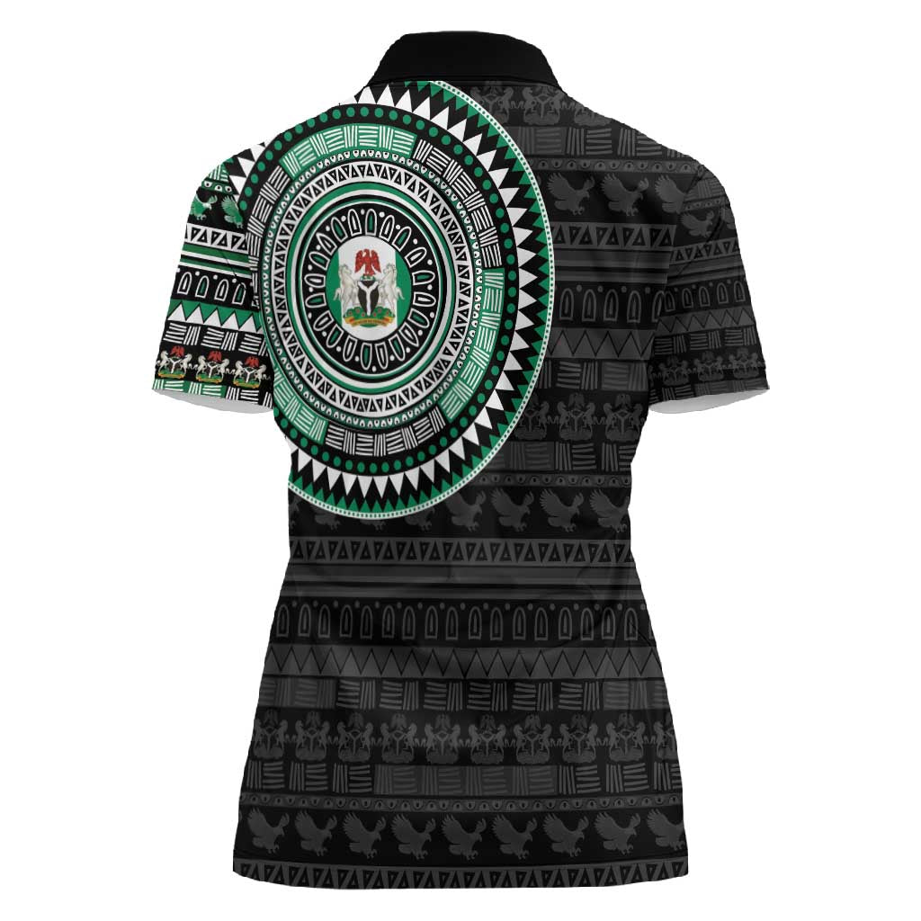 Nigeria African Tribal Pattern Women Polo Shirt Chest Arm Tattoo