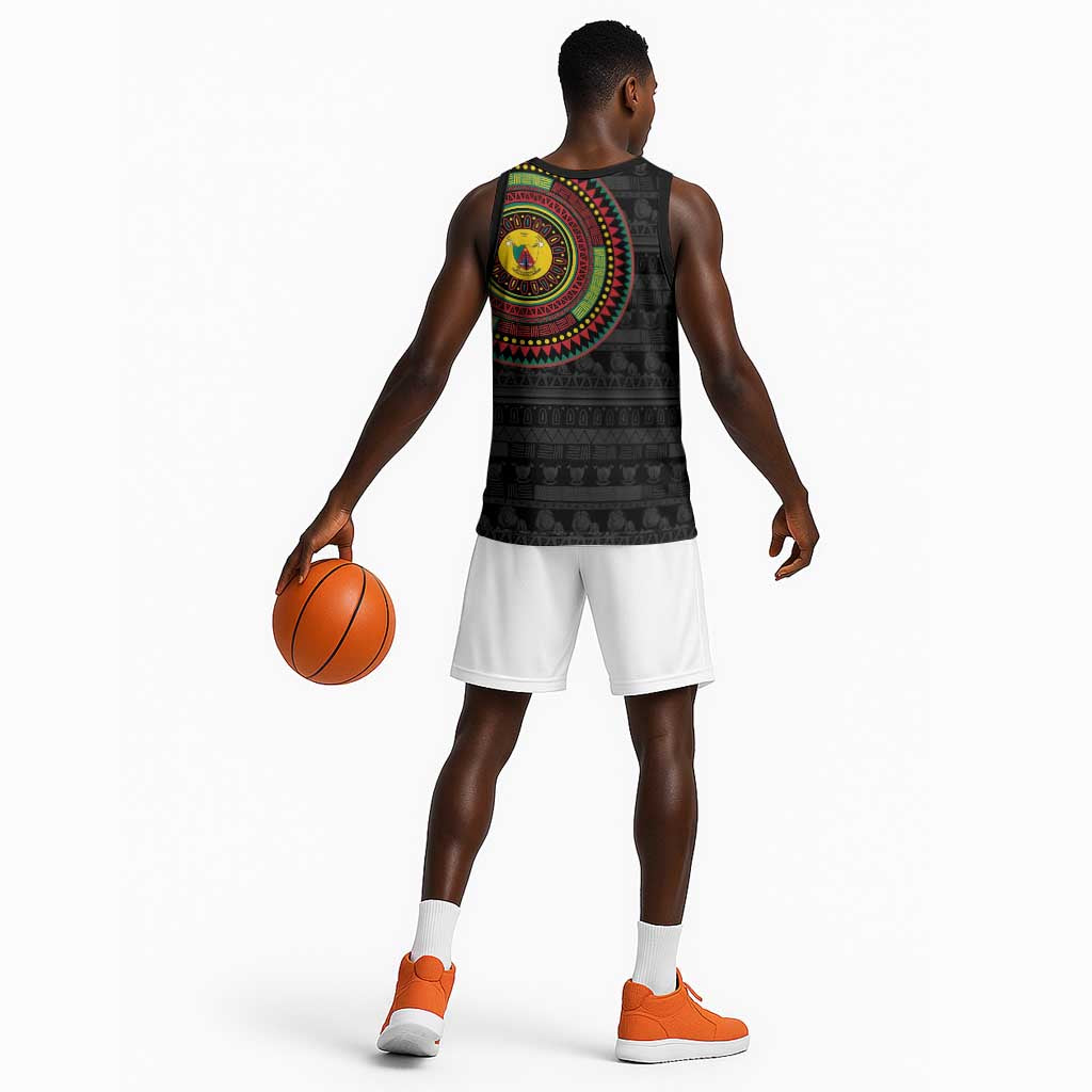 Cameroon African Tribal Pattern Basketball Jersey Chest Arm Tattoo LT15