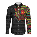 Cameroon African Tribal Pattern Long Sleeve Button Shirt Chest Arm Tattoo
