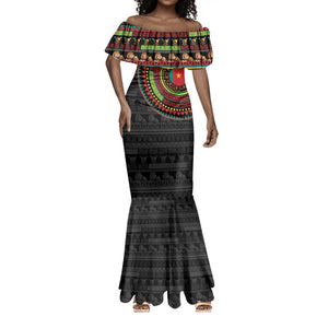 Cameroon African Tribal Pattern Mermaid Dress Chest Arm Tattoo