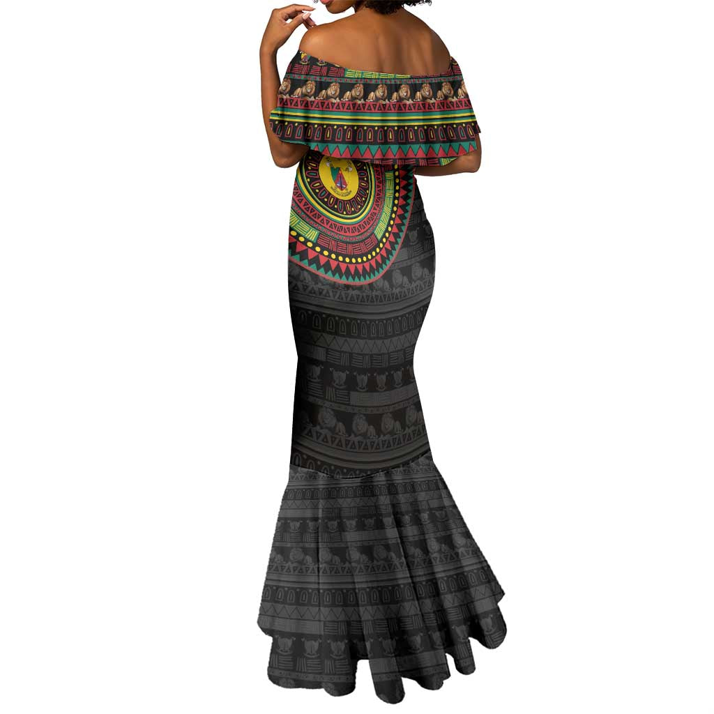 Cameroon African Tribal Pattern Mermaid Dress Chest Arm Tattoo