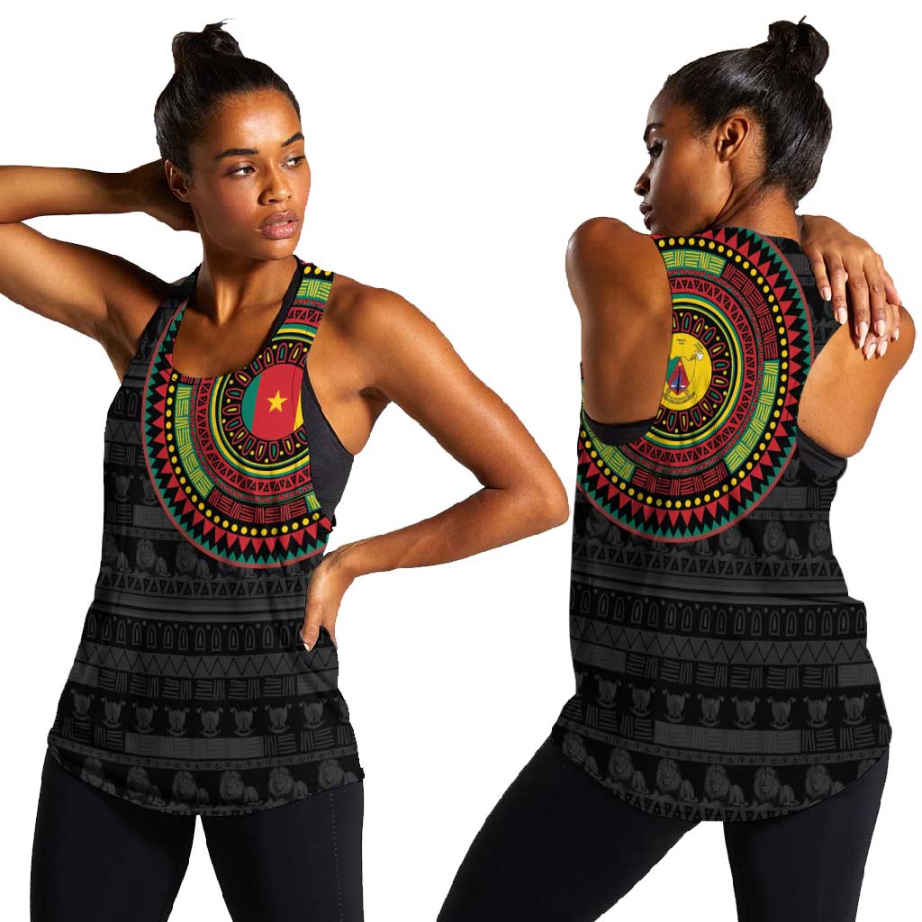 Cameroon African Tribal Pattern Women Racerback Tank Chest Arm Tattoo