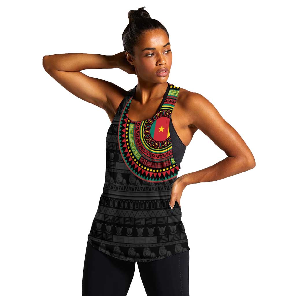 Cameroon African Tribal Pattern Women Racerback Tank Chest Arm Tattoo