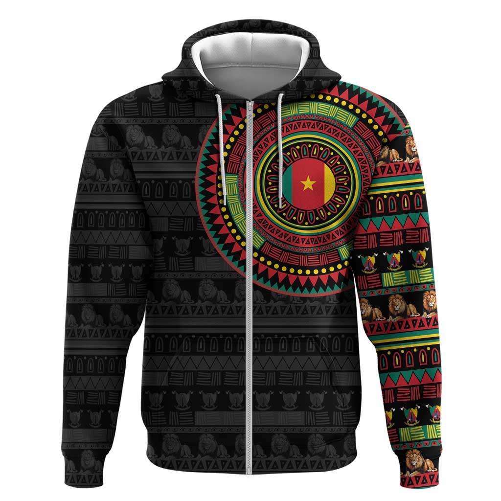 Cameroon African Tribal Pattern Zip Hoodie Chest Arm Tattoo