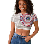 Liberia African Tribal Pattern Raglan Cropped T shirt Chest Arm Tattoo