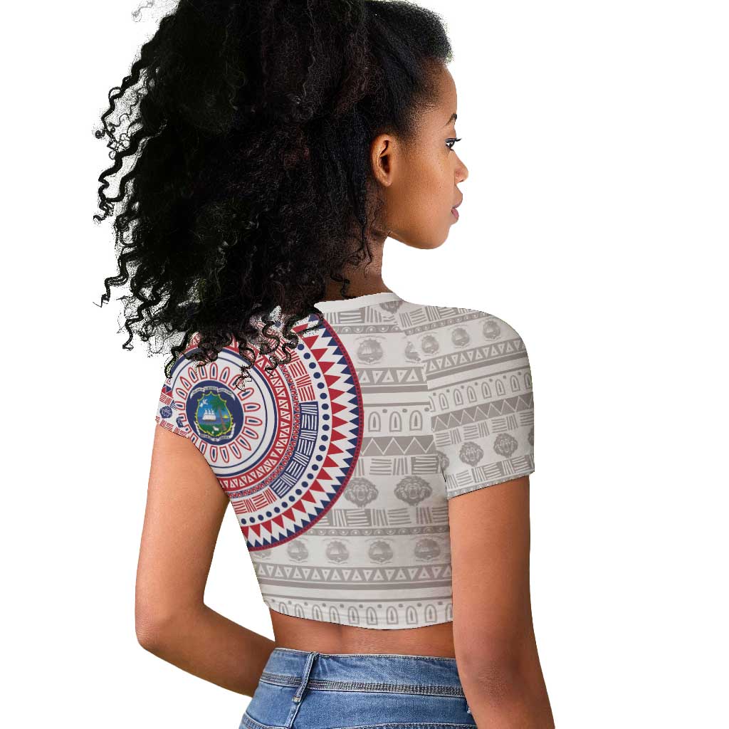 Liberia African Tribal Pattern Raglan Cropped T shirt Chest Arm Tattoo