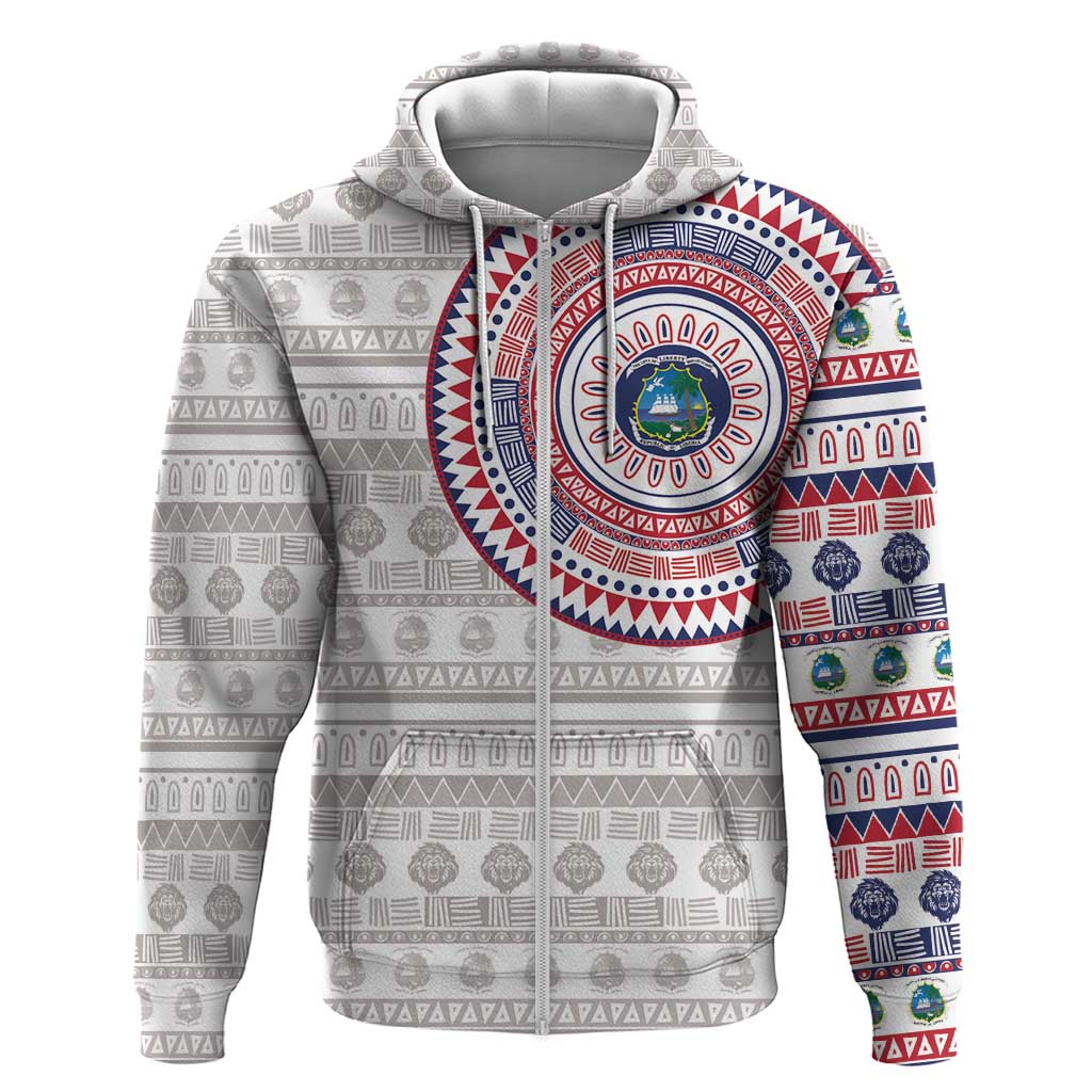 Liberia African Tribal Pattern Zip Hoodie Chest Arm Tattoo