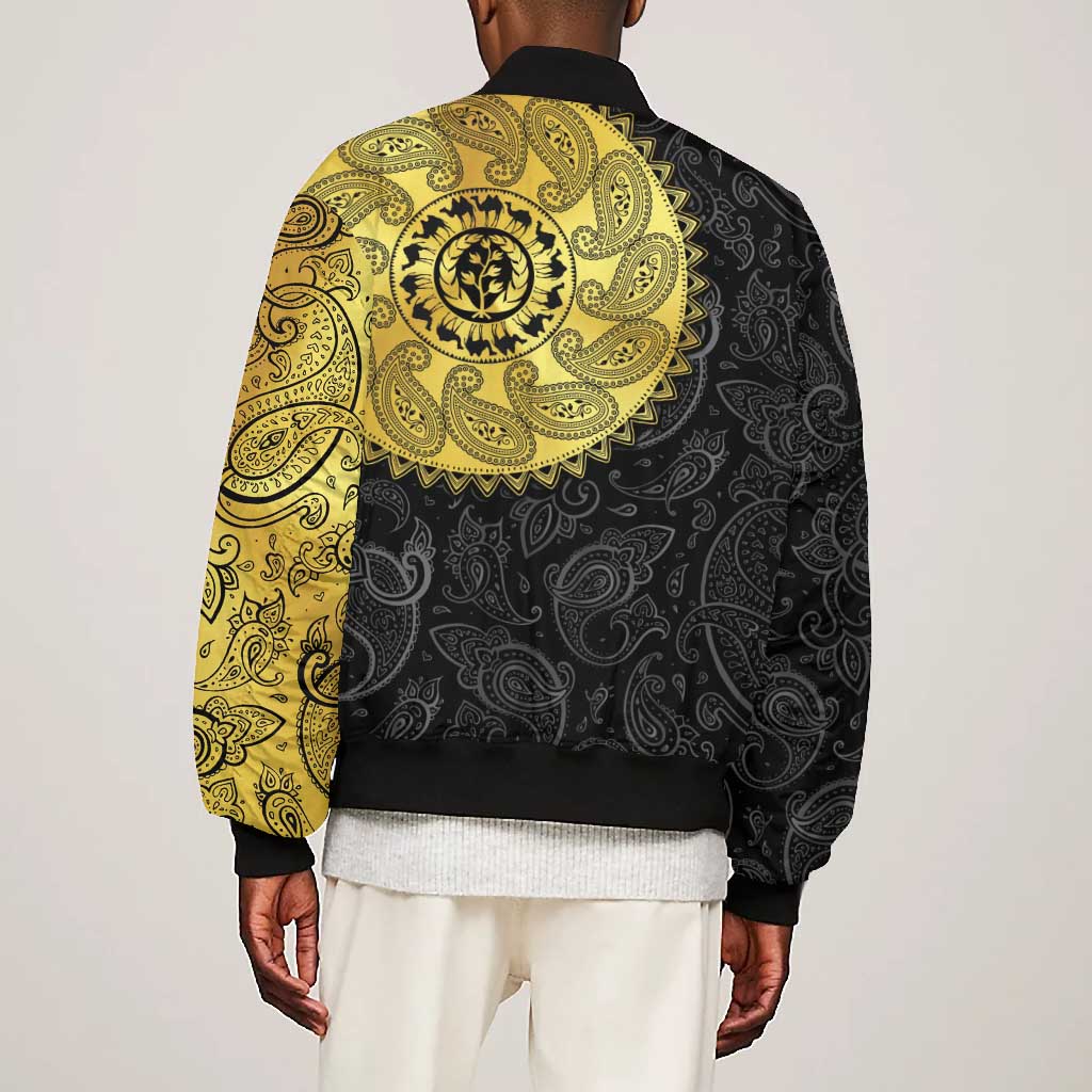 Eritrea African Tribal Mix Paisley Pattern Bomber Jacket Chest Arm Tattoo