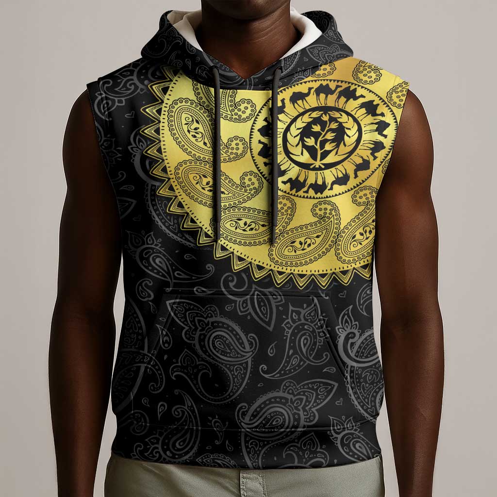 Eritrea African Tribal Mix Paisley Pattern Sleeveless Hoodie Chest Arm Tattoo - African Pride