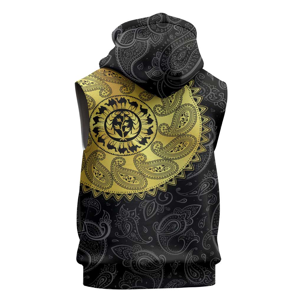 Eritrea African Tribal Mix Paisley Pattern Sleeveless Zip Hoodie Chest Arm Tattoo - African Pride