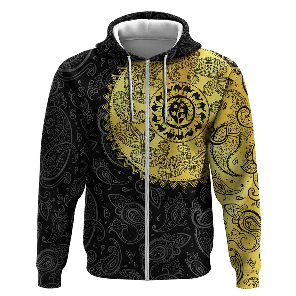 Eritrea African Tribal Mix Paisley Pattern Zip Hoodie Chest Arm Tattoo