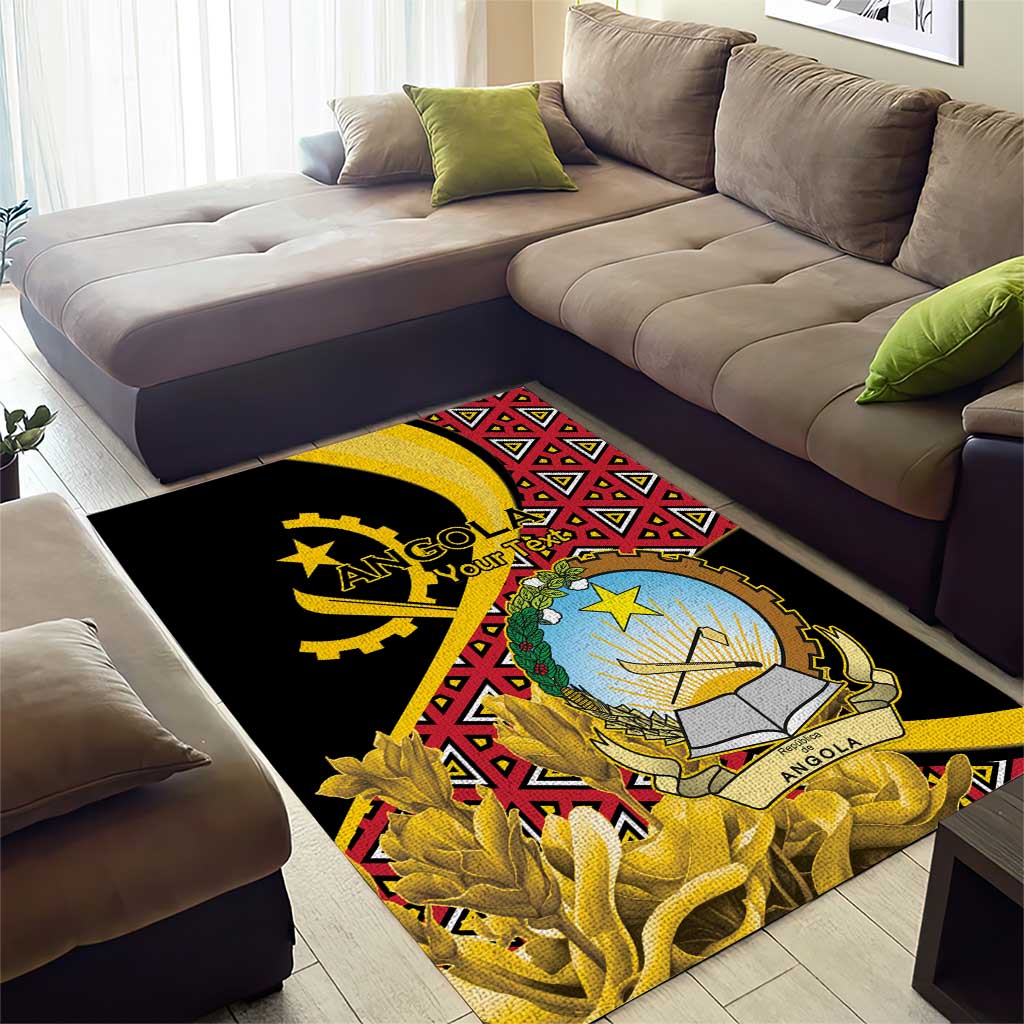 Personalized República de Angola Area Rug Coat Of Arms With Map