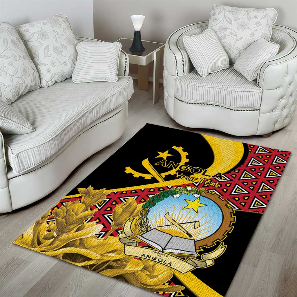 Personalized República de Angola Area Rug Coat Of Arms With Map