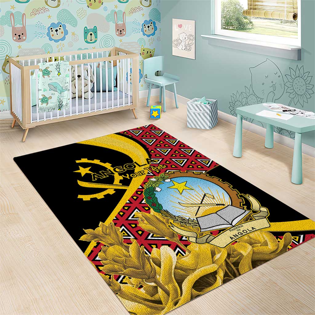 Personalized República de Angola Area Rug Coat Of Arms With Map